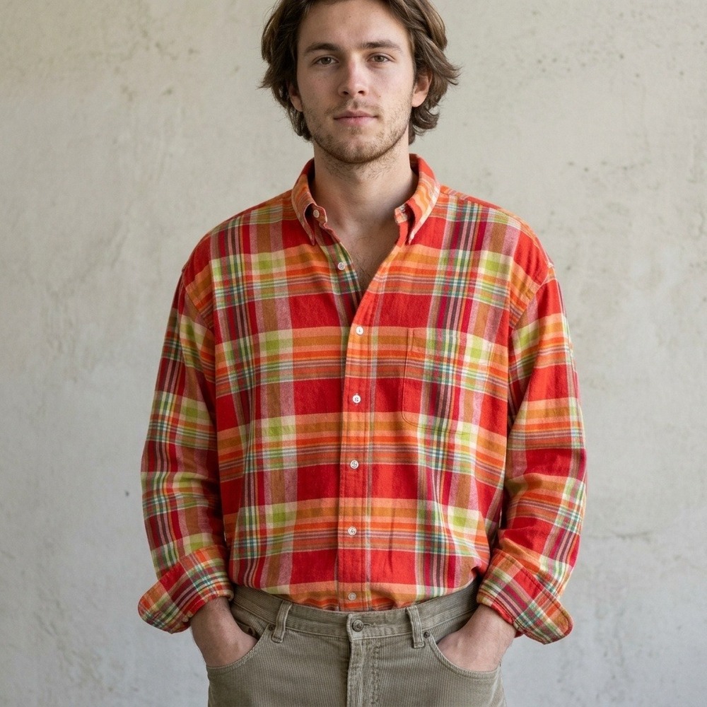 Ralph Lauren Mens Blake Shirt XXL Red Plaid Button Down Long Sleeve Preppy